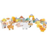 Houten bouwblokken met boerderijthema, 50-delige set van Ulysse Couleurs d'Enfance. Duurzaam en educatief speelgoed van 100% FSC® gecertificeerd hout, geschikt voor baby's en peuters. Het speelgoed wordt geleverd in een compact kartonnen opbergvat, ideaal voor draagbaarheid. Hoogwaardig, veilig en kindvriendelijk, bevordert motorische ontwikkeling en creatief fantasiespel. Franse kwaliteit, milieuvriendelijk en een perfect cadeau voor jonge kinderen. Illustratieve blokken met boerderijfiguren voor klassiek en leerzaam spel